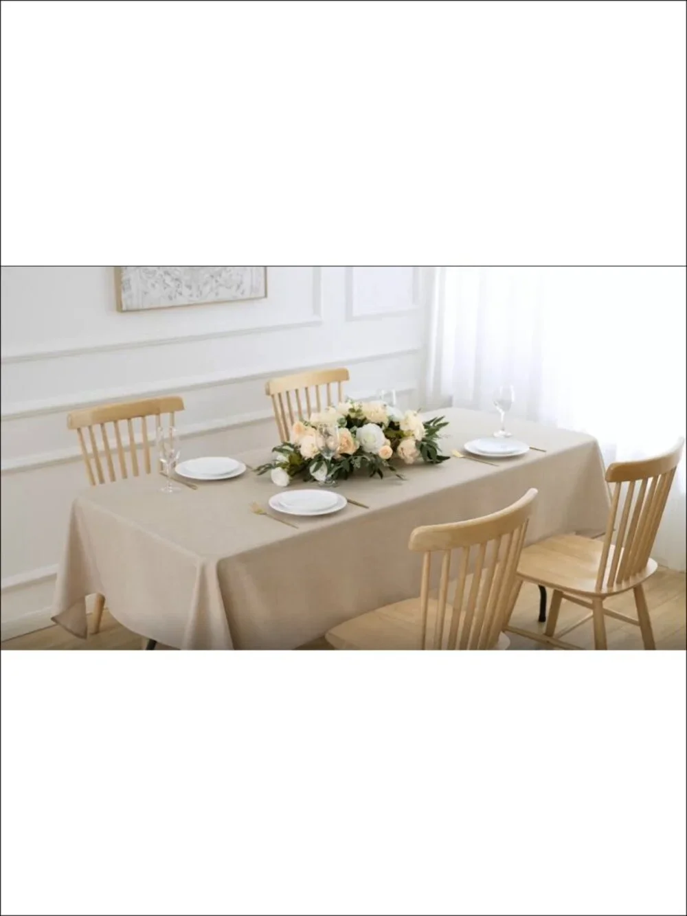 2 Pack Linen Textured Rectangle Tablecloths 52x70 Water Stain Resistant